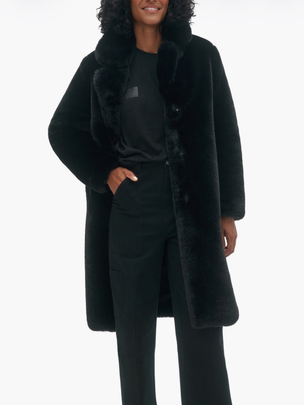 Black Faux Fur Coat